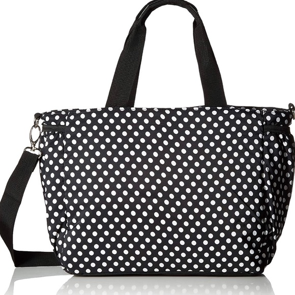 Black and White Polka Dot Diaper Bag Travel Set - Picture 3 of 7